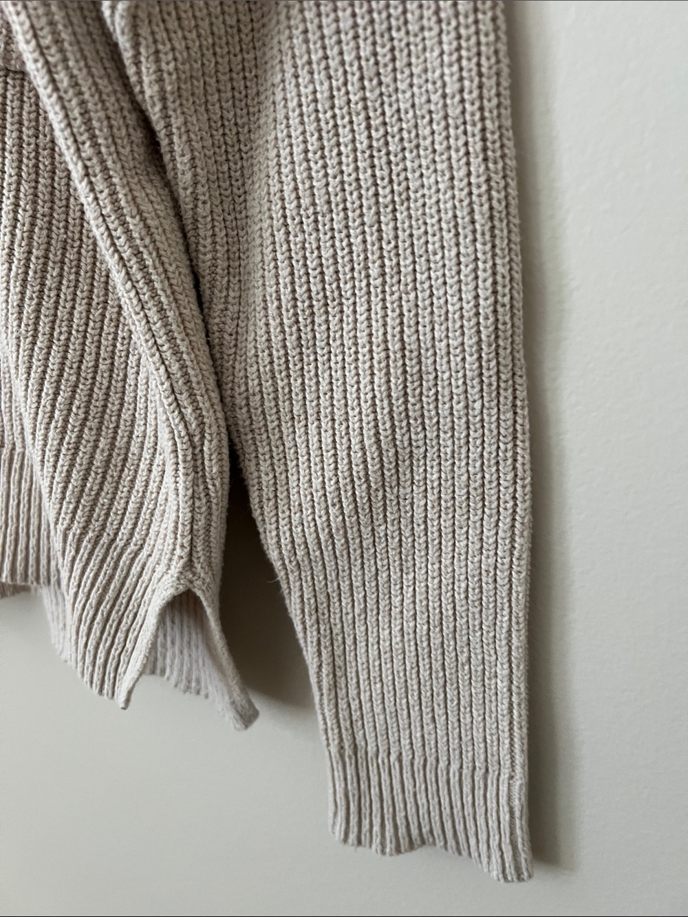 Madewell | Beige Slouchy Ribbed Crewneck Sweater Front Pocket #AA782 Size S - Picture 5 of 17